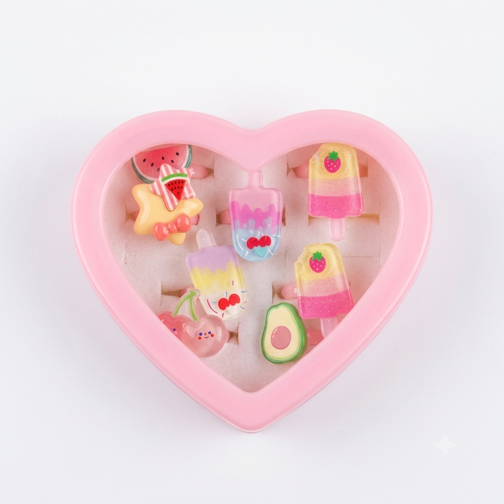 Cute Dessert & Fruit Novelty Ring Set for Kids
