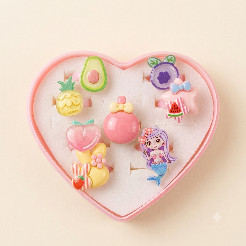 Cute Cartoon & Fruit Rings Box Set for Girls