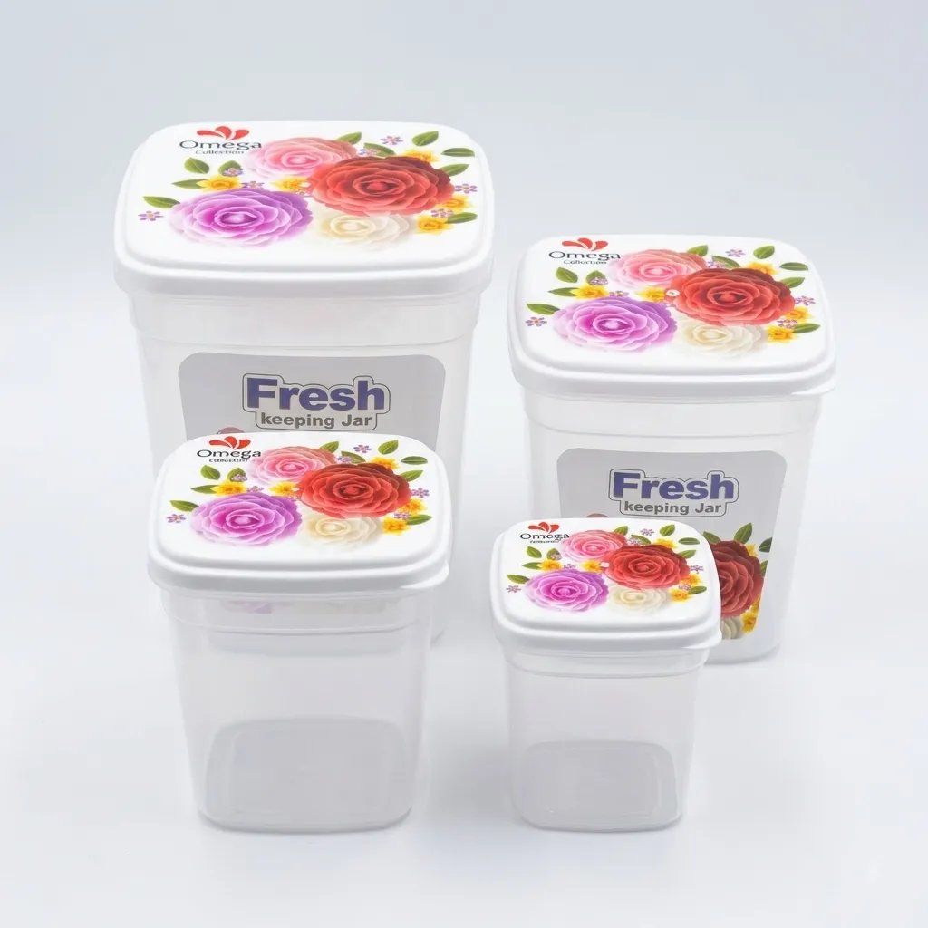 4-Piece Floral Fresh Keeping Storage Jar Set (325ml to 1.3L)