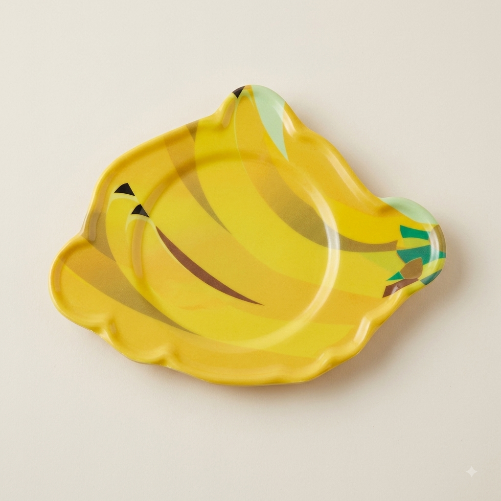 6-Piece Mini Yellow Snack & Coaster Plate Set - Banana Shaped Decorative Saucers