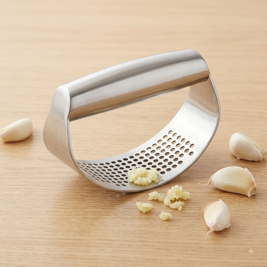Stainless Steel Garlic Press Rocker & Ginger Crusher Tool