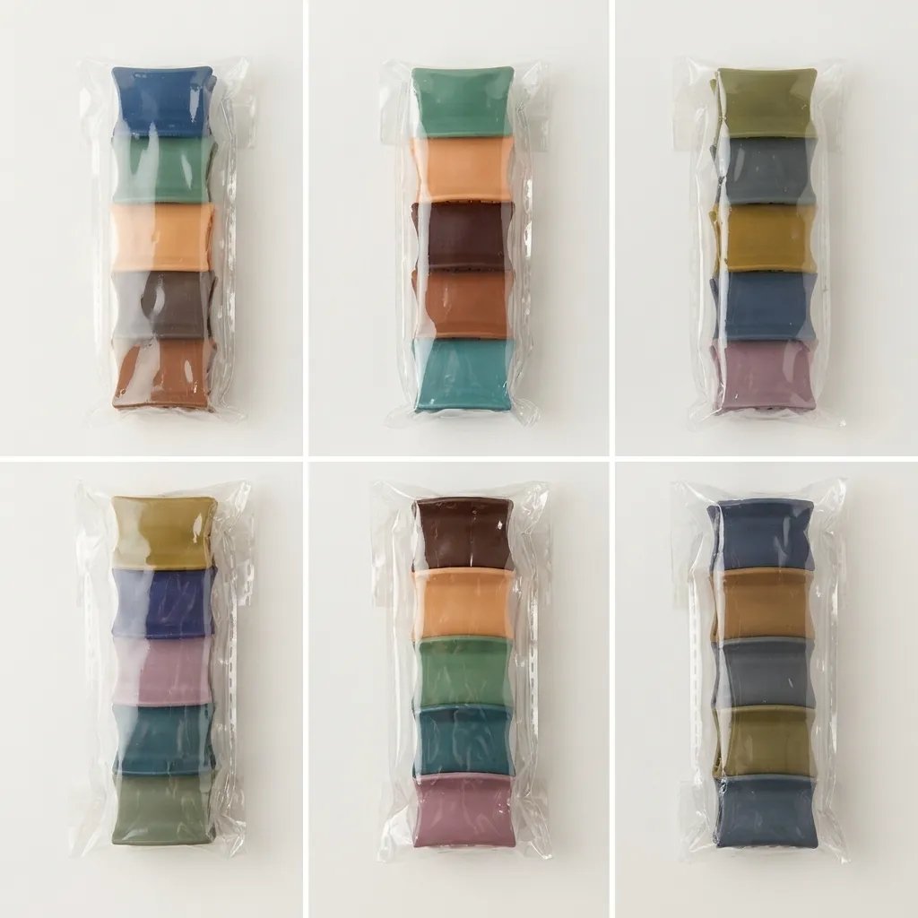 5-Piece Matte Colorful Small Hair Claw Clips Set - Nonslip Butterfly Clamps for Girls & Women