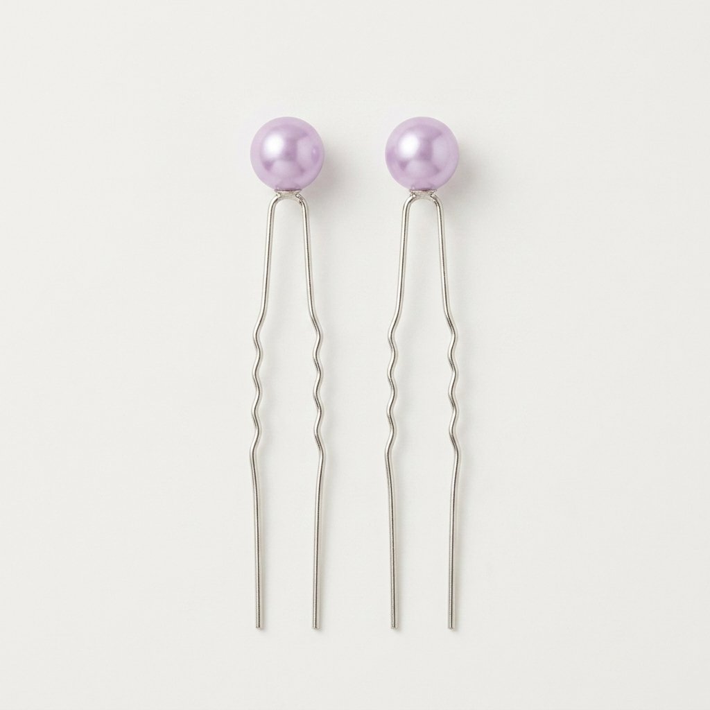 Elegant Purple Pearl Hair Pins for Juda & Bridal Hairstyles - Pair of 2