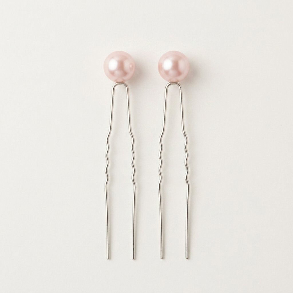 Elegant Soft Pink Pearl Hair Pins for Juda & Bridal Hairstyles - Pair of 2