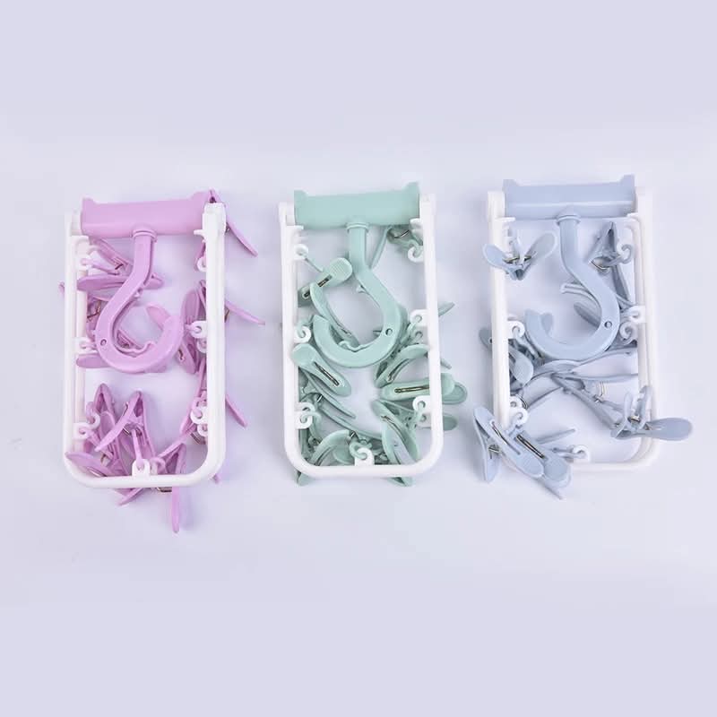 Multi-functional Foldable Plastic Rack with 12 Clips