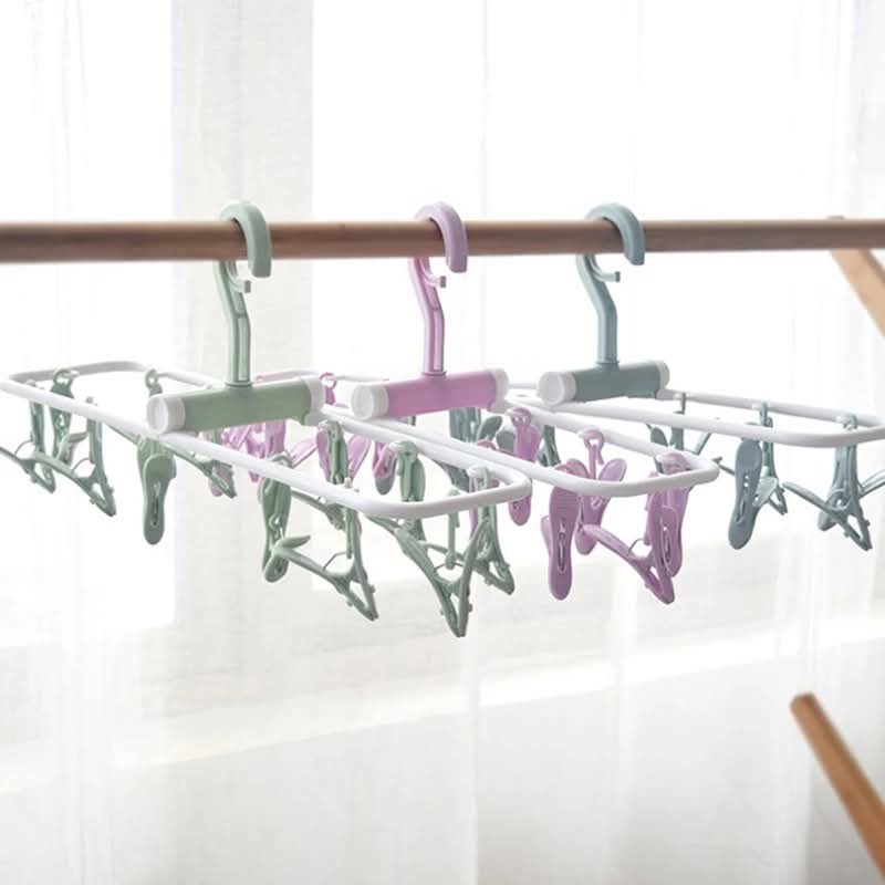 Multi-functional Foldable Plastic Rack with 12 Clips - Image 2
