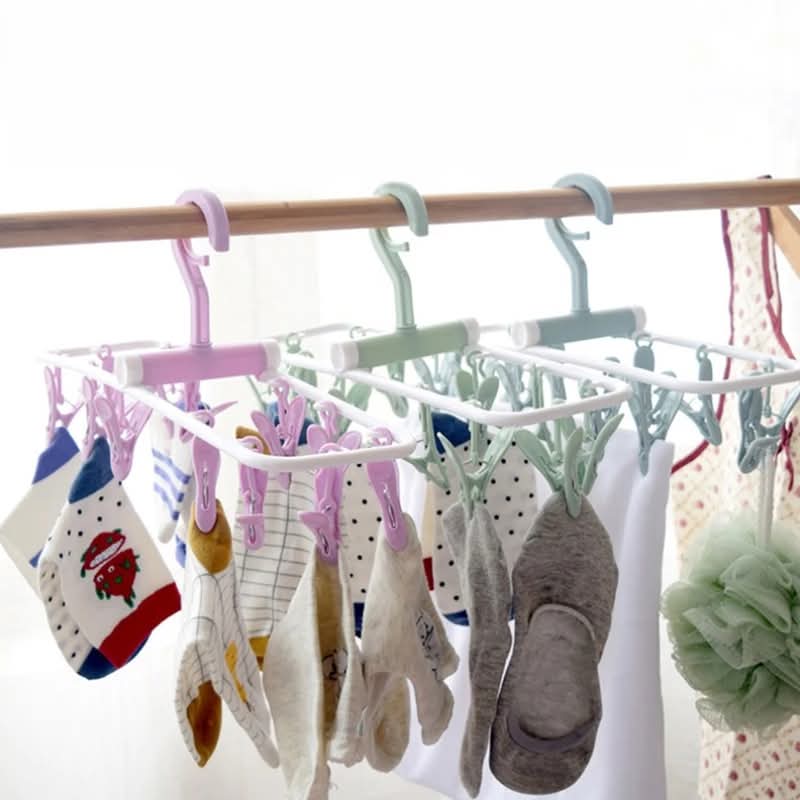 Multi-functional Foldable Plastic Rack with 12 Clips - Image 3