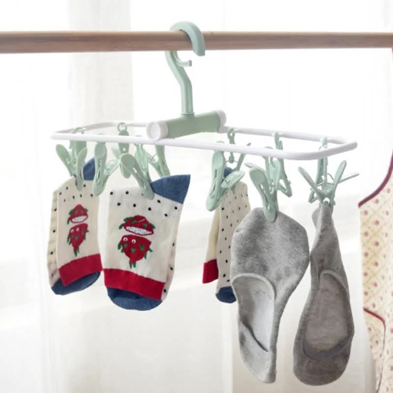 Multi-functional Foldable Plastic Rack with 12 Clips - Image 4